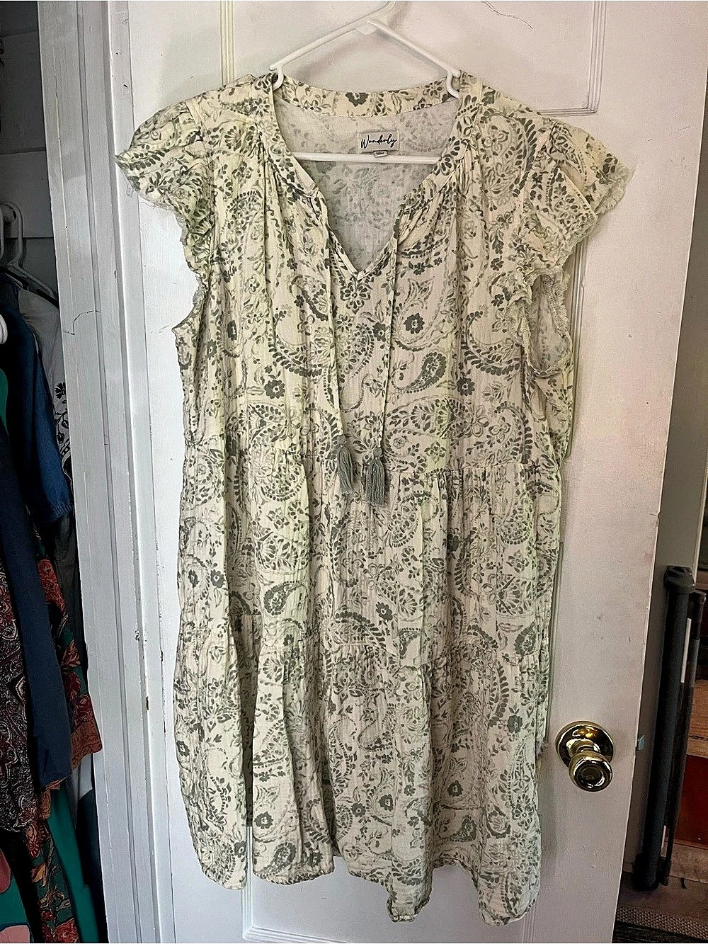Milly Paisley Mini Dress in Cream & Green Like New